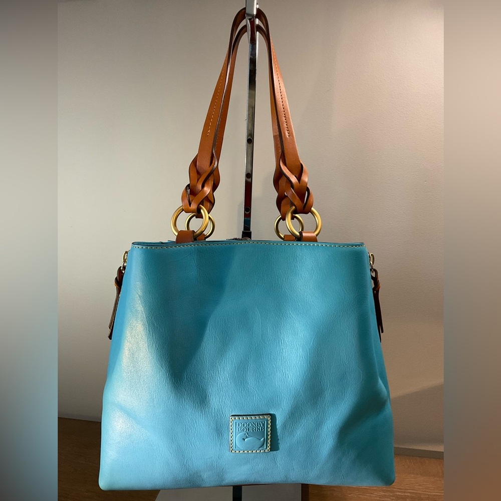 Dooney & Bourke Florentine Large Zip Barlow in color Sky Blue